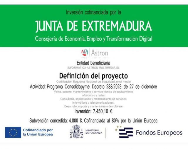 INFORMÁTICA ASTRON MULTIMEDIA S.L. avanza en su seguridad digital gracias al Programa ConsolidaPYME